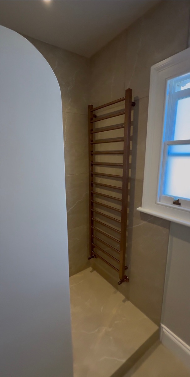 Heated towel rail, finished detail