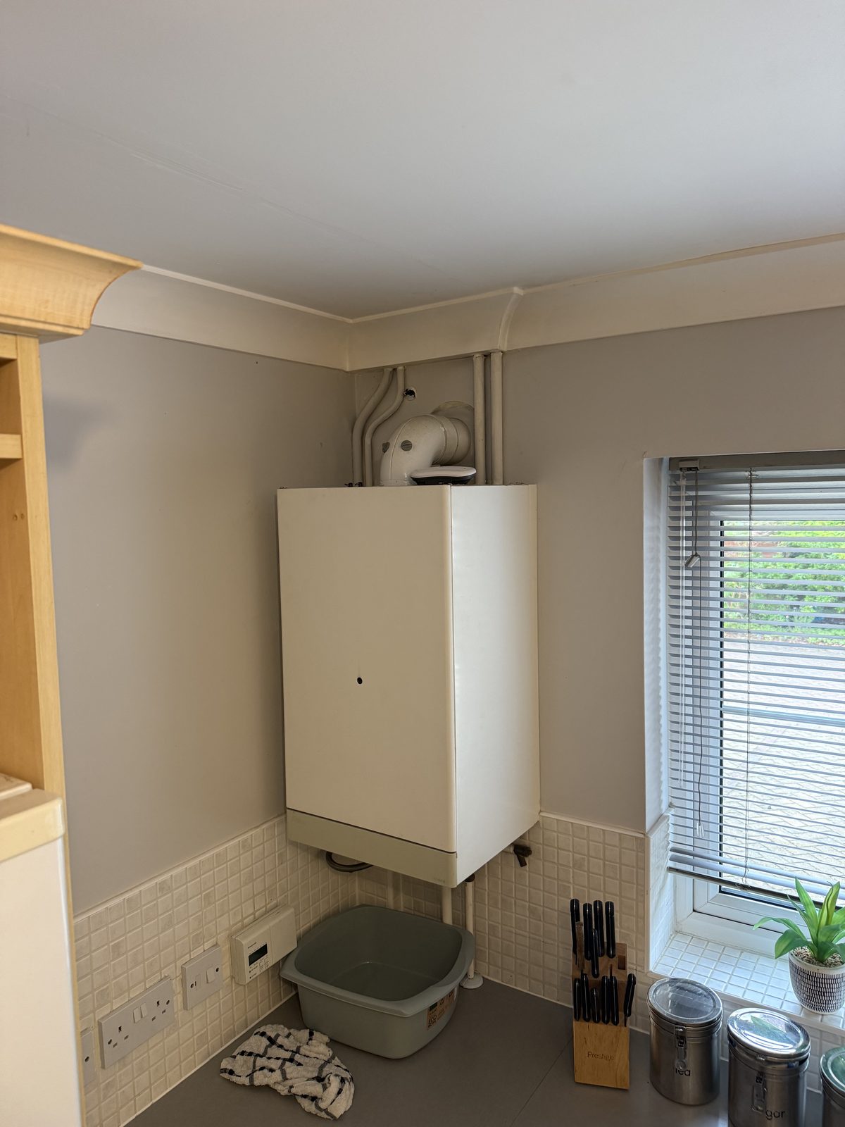 The same kitchen boiler installation seen across the room
