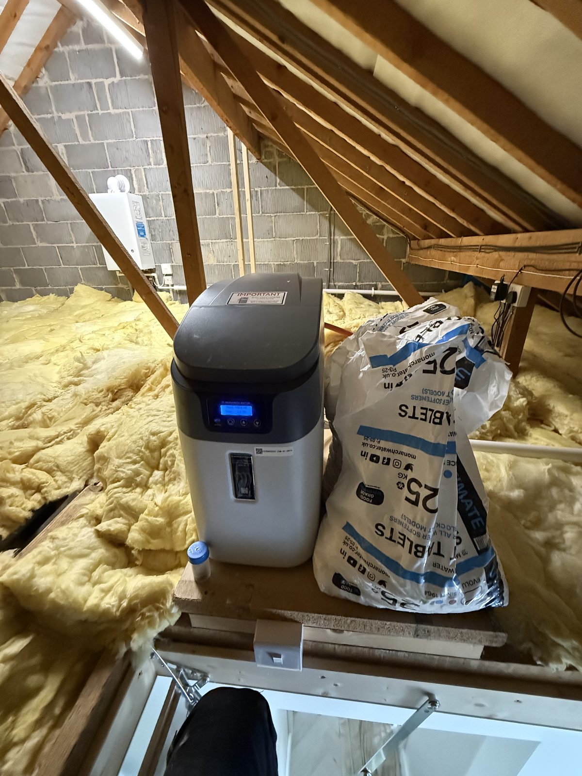Water softener installed in a loft in Broadland